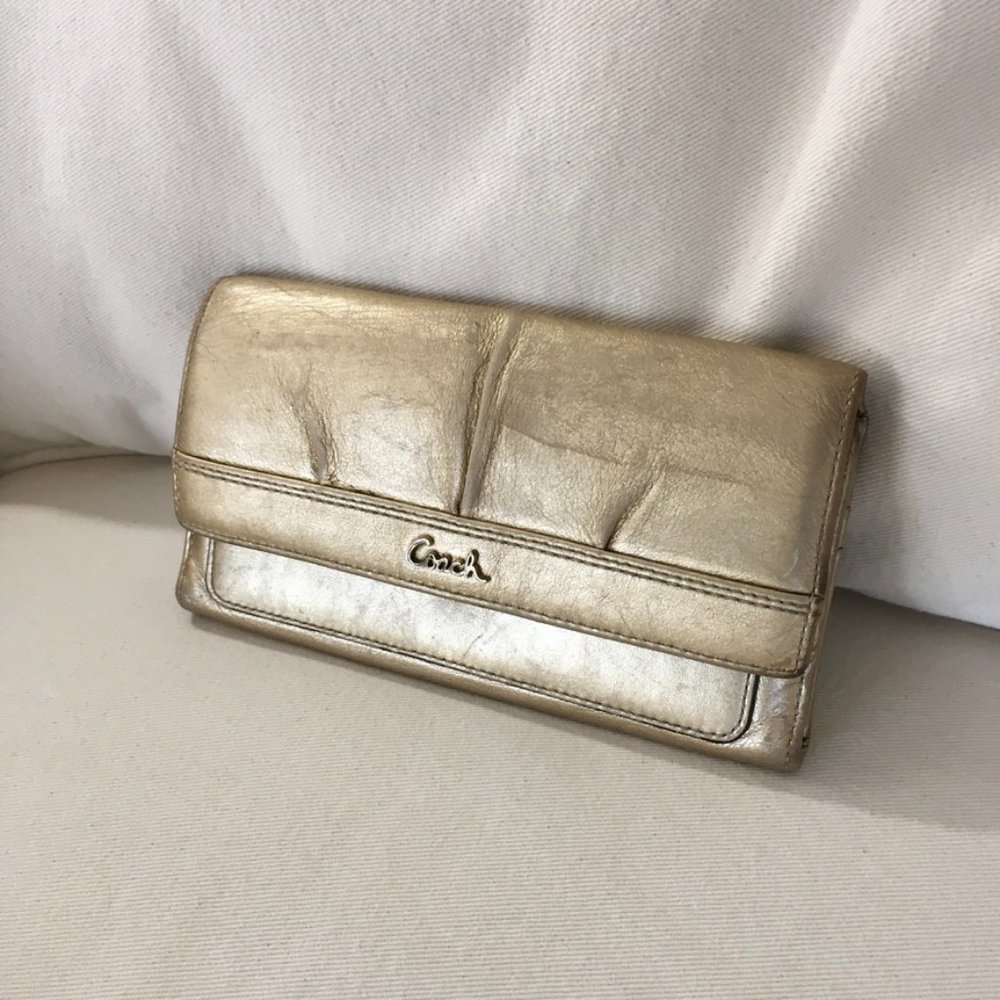 Coach Gold Wallet 7.5" x 4"